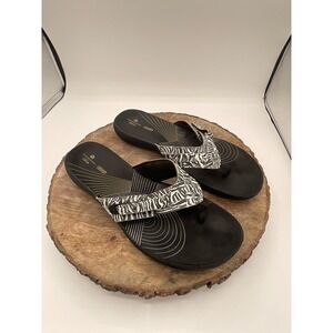Clarks Cloudsteppers Flip Flops Comfort Summer Sandals Zebra Black White 11‎ M